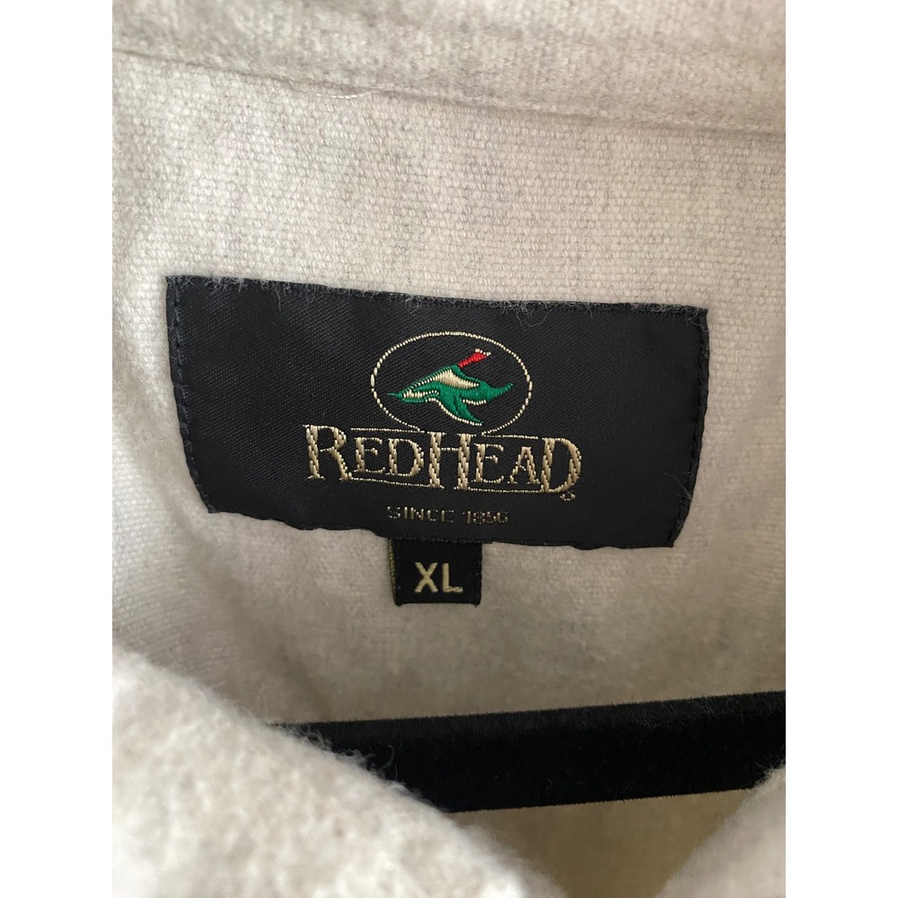 Red Head Mens Flannel Shirt XL Beige Cotton Long‎ Sleeve Button Down Pockets - Picture 3 of 6